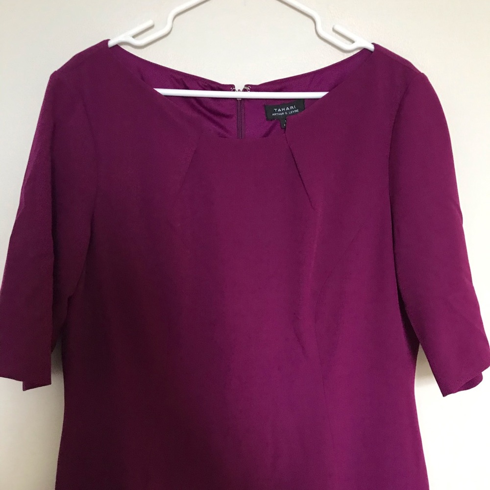 Tahari magenta fitted work dress